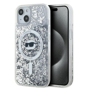Karl Lagerfeld Liquid Glitter Choupette Head MagSafe dėklas iPhone 13 - skaidrus