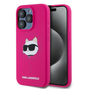 Karl Lagerfeld MagSafe dėklas iPhone 15 Pro – rožinis