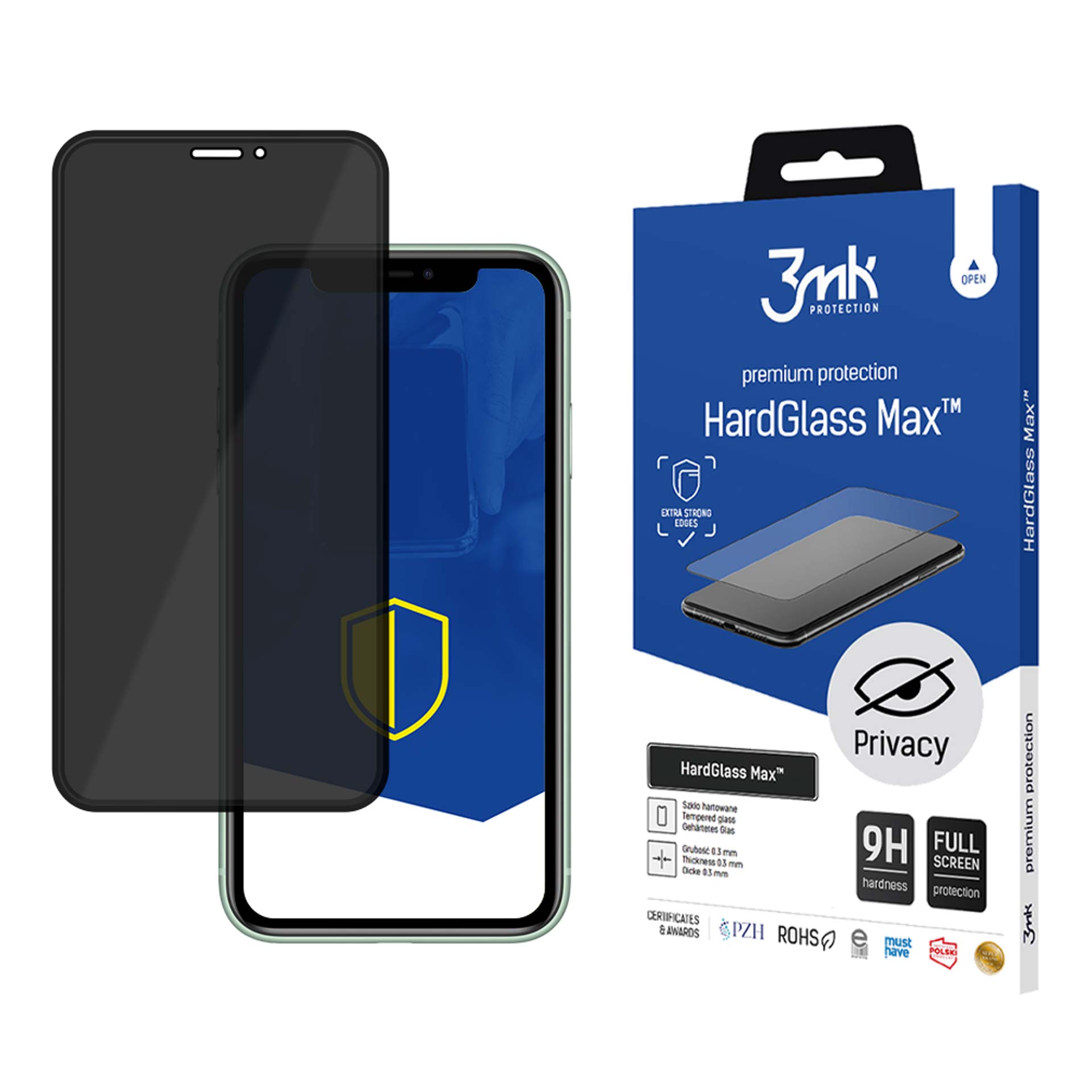9H 3mk HardGlass Max Privacy™ privatumo stiklas, skirtas iPhone XS Max / 11 Pro Max -- Cell phone cases and covers