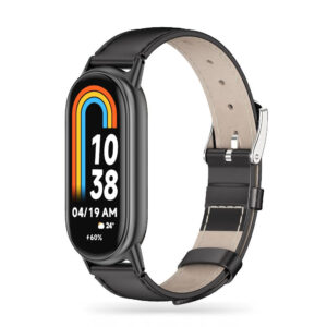 Tech-Protect Leatherfit dirželis, skirtas Xiaomi Smart Band 8/8 NFC - juodas -- Xiaomi Smart Band 8