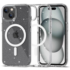 Tech-Protect FlexAir MagSafe dėklas iPhone 15 – skaidrus, blizgučiai -- iPhone 15