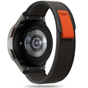 Tech-Protect nailoninis dirželis, skirtas Samsung Galaxy Watch 4/5/5 Pro/6/7/FE – juoda ir oranžinė -- Samsung Galaxy Watch 4