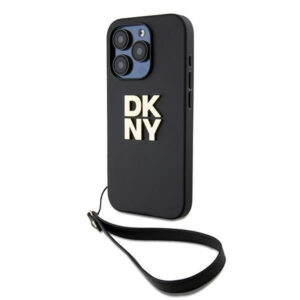 DKNY dėklas su riešo dirželiu iPhone 15 Pro – juodas