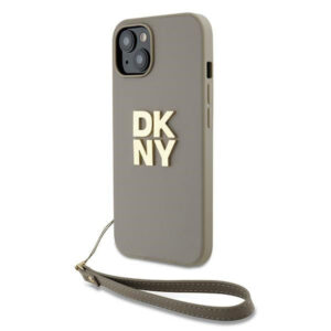 DKNY dėklas iPhone 15/14/13 su dirželiu – smėlio
