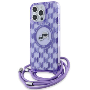 Karl Lagerfeld MagSafe dėklas iPhone 15 Pro – violetinis