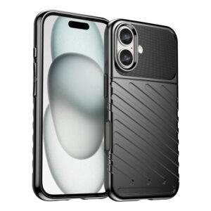 Thunder Case silikoninis dėklas iPhone 16 Plus – juodas -- iPhone 16 Plus