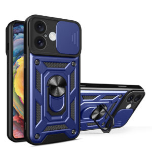 Šarvuotas dėklas iPhone 16 Plus su kameros dangteliu – mėlynas