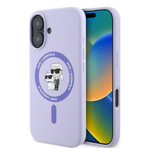 Karl Lagerfeld silikoninis MagSafe dėklas iPhone 16 Plus – violetinis
