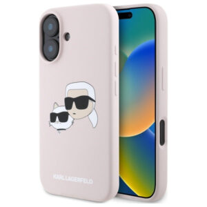 Karl Lagerfeld silikoninis MagSafe dėklas iPhone 16 – rožinis