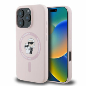 Karl Lagerfeld silikoninis MagSafe dėklas iPhone 16 Pro Max – rožinis