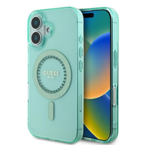 Guess MagSafe dėklas iPhone 16 Plus – žalias
