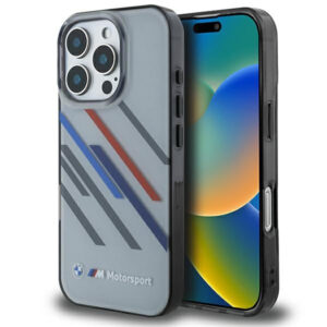 BMW Motorsport dėklas iPhone 16 Pro – pilkas