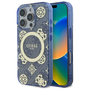 Guess MagSafe dėklas iPhone 16 Pro – mėlynas