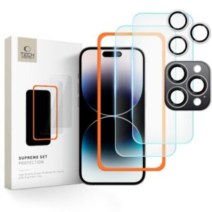 Tech-Protect Supreme stiklo rinkinys iPhone 16 Pro – skaidrus, 3 vnt. -- iPhone 16 Pro