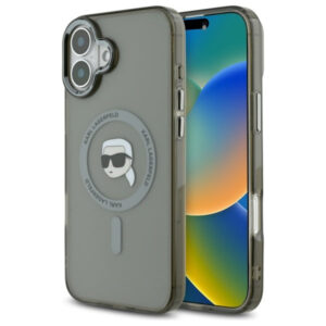 Karl Lagerfeld MagSafe dėklas iPhone 16 Plus – juodas