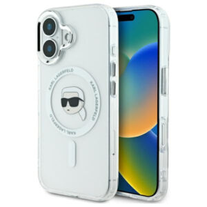 Karl Lagerfeld MagSafe dėklas iPhone 16 – baltas
