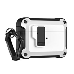 Pro Armor dėklas AirPods 4 su karabinu – baltas