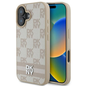 DKNY Checkered Pattern dėklas iPhone 16 – rožinis