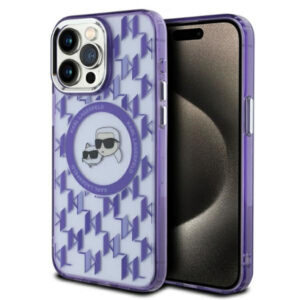 Karl Lagerfeld MagSafe dėklas iPhone 15 Pro – violetinis