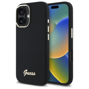 Guess silikoninis dėklas iPhone 16 – juodas