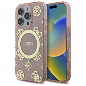 Guess MagSafe dėklas iPhone 16 Pro – rožinis