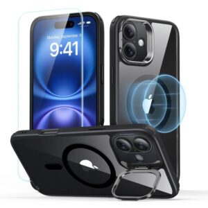 ESR Classic Hybrid Kickstand MagSafe dėklas iPhone 16 + stiklas – juodas -- iPhone 16