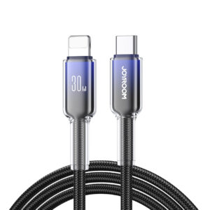 Joyroom S-A42 Crystal-Clear Series 30W USB-C - Lightning laidas 1.2m - juodas