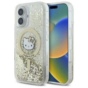 Hello Kitty MagSafe dėklas iPhone 16 – juodai auksinis