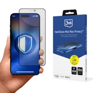 Grūdinto stiklo 3mk Hardglass Matt Max privatumas, skirtas Apple iPhone 16 Pro -- iPhone 16 Pro