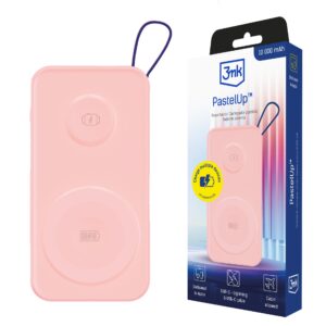 3mk išorinė baterija PastelUp 10,000mAh 22.5W USB 1A1C - rožinė