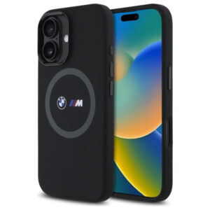 BMW M silikoninis MagSafe dėklas iPhone 16 – juodas