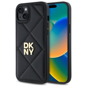 DKNY Quilted Stack Logo dėklas iPhone 15 Plus – juodas