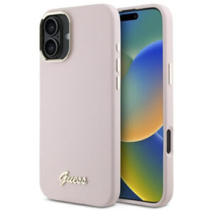 Guess silikoninis dėklas iPhone 16 – rožinis