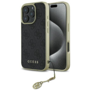 Guess 4G Charms dėklas iPhone 16 Pro Max – juodas