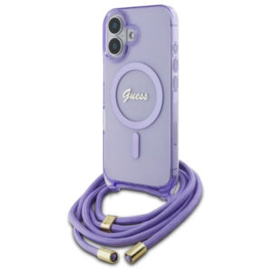 Guess Crossbody MagSafe dėklas iPhone 16 – violetinis