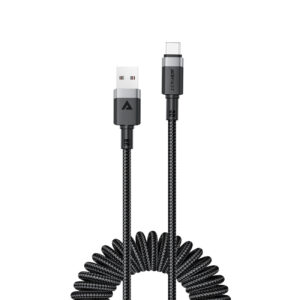 Acefast C14-04 USB-A - __TK1__ Kabelio spyruoklė 480Mb/s 3A 1.2m - Juoda