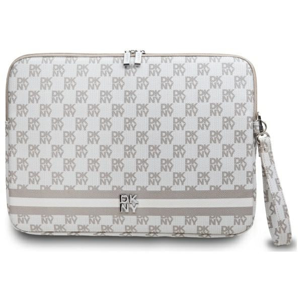 DKNY Sleeve Checkered Pattern Printed Stripes 16" nešiojamojo kompiuterio dėklas - smėlio spalvos -- Laptop Bags