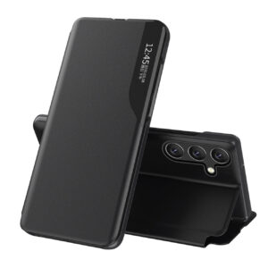 Atverčiamas eko odos dėklas Samsung Galaxy S24 FE – juodas