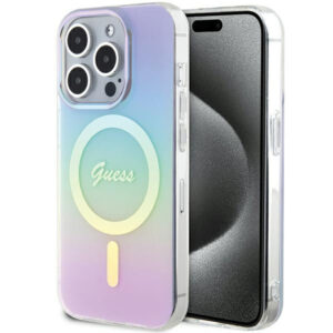 Guess MagSafe dėklas iPhone 15 Pro – violetinis