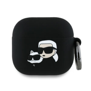 Karl Lagerfeld Silikoninis Karl&Chaupette Head 3D Dėklas, skirtas AirPods 4 - juodas