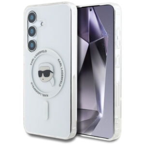 Karl Lagerfeld MagSafe dėklas Galaxy S25 – baltas