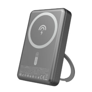 Dudao išorinė baterija K28 10000mAh PD 22.5W MagSafe su metaliniu korpusu ir žiedo stovu - pilkas