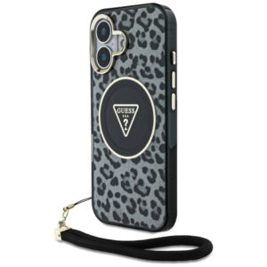 Guess MagSafe dėklas iPhone 16 su virvele – juodas