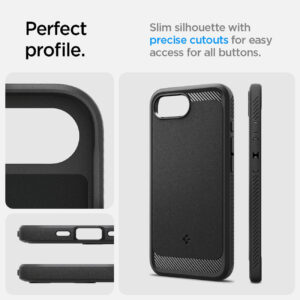 Spigen Rugged Armor MagSafe dėklas iPhone 16e – juodas