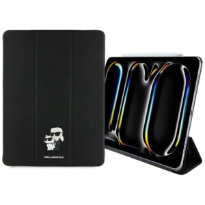 Karl Lagerfeld Saffiano Magnetic Karl & Choupette iPad Pro 13" 2024 knygos viršelio dėklas - juodas