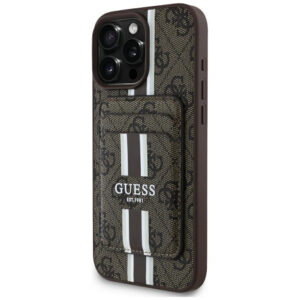 Guess 4G Stripes MagSafe dėklas iPhone 16 Pro Max – rudas