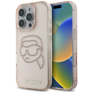 Karlas Lagerfeldas IML Kalnų krištolas Karl Head Case, skirtas iPhone 16 Pro Pink