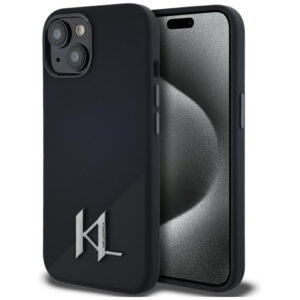 Karl Lagerfeld silikoninis MagSafe dėklas iPhone 15 – juodas