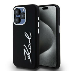 Karl Lagerfeld silikoninis dėklas iPhone 15 Pro Max – juodas