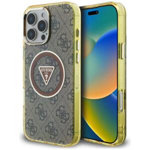 Guess MagSafe dėklas iPhone 16 Pro Max – rudas